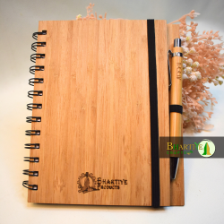 Bamboo Notepad with Pen | Eco-Friendly Notebook | Recycled Paper | Diary with Pen – Bhartiye Crafts