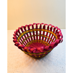 Bamboo Coloured Designer Floral Basket/Tokri - 10 Inch (#EFBH0109-00)