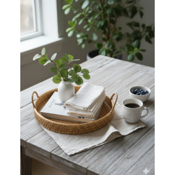 Handwoven Cane Serving Tray – Natural Rectangular Design Set of 2 (#CP0008) |
