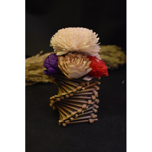 Valentine Designer Bamboo Pen Stand with Shola Flowers | Eco-Friendly Desk Gift – Bhartiye Crafts
