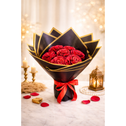 Romantic Red Rose Shola Flower Bouquet for Valentine’s Day | Eco-Friendly Gift – Bhartiye Crafts