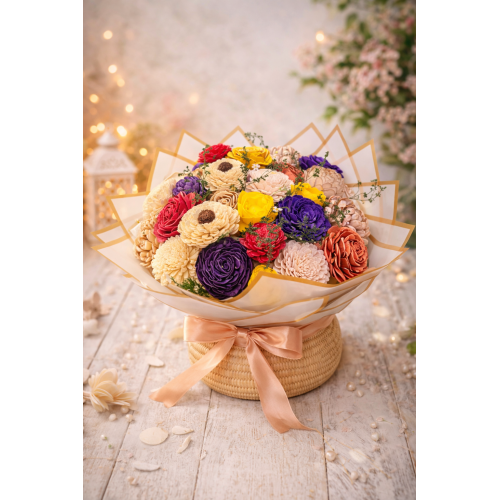 Valentine Gift Shola Flower Basket | Reusable Sabai Grass Flower Arrangement