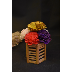 Valentine Shola Flower Pen Stand Gift | Bamboo Desk Organizer with Flowers – Bhartiye Crafts