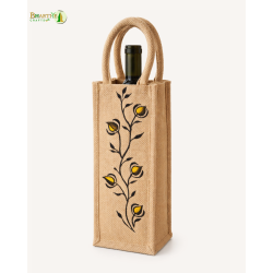 Bhartiye Crafts | Handcrafted Jute Bottle Bag with Embroidery | Eco Friendly Wine Carry Bag | Artisans from Jharkhand