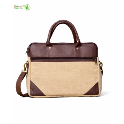 Bhartiye Crafts | Eco-Friendly Jute Laptop Bag with Rexin Finish | Artisan Made in Jharkhand