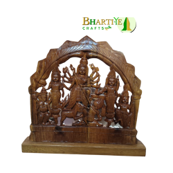 Divine Durga Mahishasur Mardini – Handcrafted Wooden Art Showpiece (#BP0006)