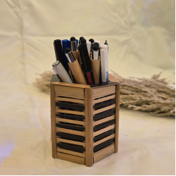 Eco-Friendly Bamboo Wooden Pen Stand & Desk Organizer (#BP0040)