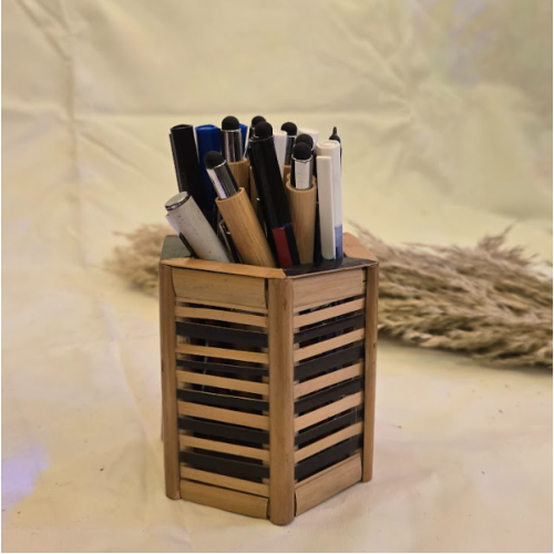 Eco-Friendly Bamboo Wooden Pen Stand & Desk Organizer (#BP0040)