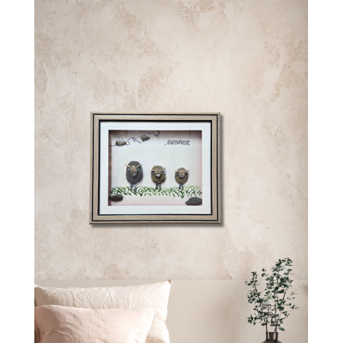 Survivors Pebble Art Frame – Valentine Gift for Him | Handmade Gift for Men - Strength & Resilience Stone Artwork