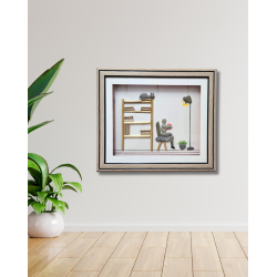 Waiting with Love Pebble Art Frame – Valentine Gift for Him | Handmade Gift for Men– Artistic Stone Wall Decor