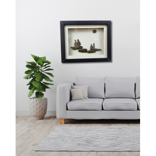 Under the Moonlight – Family Pebble Art Frame (#PB0023)