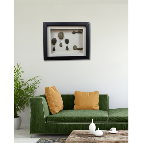 Dreamers in the Sky – Hot Air Balloon Pebble Art (#PB0027)