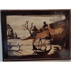 Mysore Rosewood Inlay Deer Wall Art – Handcrafted Nature Scene (#WP0026)