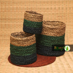 Handcrafted Sabai Grass Binding Planter Holder Set Of 3