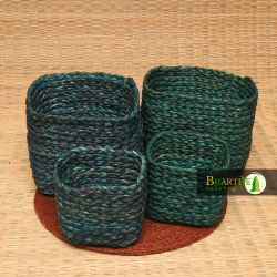 Handcrafted Sabai Grass Binding Planter Holder Storage Pot Set Of 2