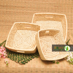 Handcrafted Sabai Palm Grass Binding Basket For Home & Kitchen | Fruits & Vegetable Set Of 3 | Lohri Di Mithaas – Traditional Winter Hamper