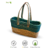 Bhartiye Crafts Handwoven Sabai Grass Veggie Bag – Natural & Green Tone