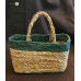 Bhartiye Crafts Handwoven Sabai Grass Market Bag – Natural & Green Accent