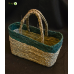 Bhartiye Crafts Handwoven Sabai Grass Market Bag – Natural & Green Accent