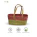 Bhartiye Crafts Handwoven Sabai Grass Veggie Bag – Natural & Red Tone