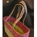 Bhartiye Crafts Handwoven Sabai Grass Veggie Bag – Natural & Red Tone