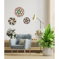 Handwoven Sabai Grass Wall Decor Multi color Spiral Design Set Of 3