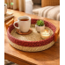 Bhartiye Crafts|Handmade Sabai Grass Round Tray with Wooden Handles | Eco-Friendly Basket|Odisha Artisans |Dimension-12*3.5 (Inches)