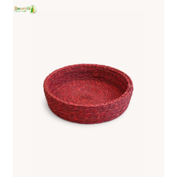 Bhartiye Crafts | Red Sabai Grass Basket for Storage & Roti | Handmade by  Odisha Artisans