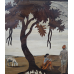 Handcrafted Rosewood Inlay Wall Art – Village Shepherd Scene (#WP0029)