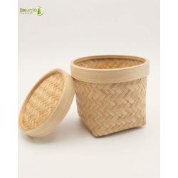 Bhartiye Crafts | Natural Bamboo Storage Basket with Lid | Jharkhand Artisan Handicraft Bhartiye Crafts | Natural Bamboo Storage Basket with Lid | Jharkhand Artisan Handicraft