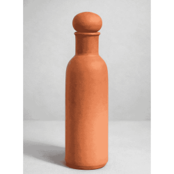 BHARTIYE CRAFTS Handmade Terracotta Water Bottle | Natural Cooling Clay Bottle | Eco-Friendly Drinkware