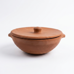 Handcrafted Terracotta Cooking Pot with Lid | Natural Clay Handi for Cooking | Bhartiye Crafts
